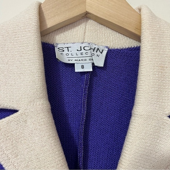 St. John Long Length Button Down Blazer in Purple sz 8 - Picture 3 of 5